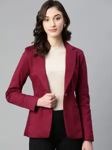 WESTCLO Slim-Fit Notched Lapel Collar Single-Breasted Casual Blazer