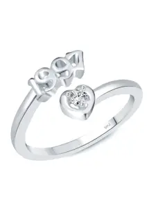 Vighnaharta Rhodium-Plated CZ-Studded & 1997 Numbers Adjustable Finger Ring