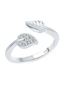 Vighnaharta Rhodium-Plated CZ-Studded Adjustable Finger Ring