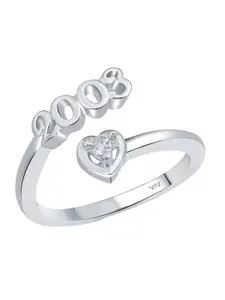Vighnaharta Rhodium-Plated CZ-Studded & 2003 Numbers Adjustable Finger Ring