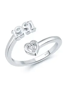 Vighnaharta Rhodium-Plated CZ-Studded & 1991 Year Details Adjustable Finger Ring