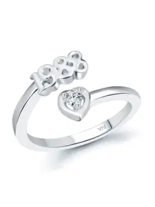 Vighnaharta Rhodium-Plated CZ-Studded & 1988 Year Details Adjustable Finger Ring