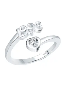 Vighnaharta Rhodium-Plated CZ-Studded & 1996 Year Details Adjustable Finger Ring