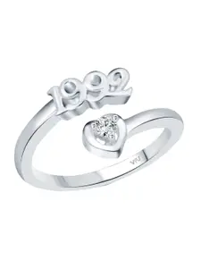 Vighnaharta Rhodium-Plated CZ-Studded & 1992 Year Details Adjustable Finger Ring