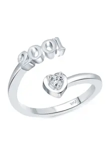 Vighnaharta Rhodium-Plated CZ-Studded & 2001 Year Details Adjustable Finger Ring
