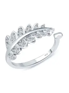 Vighnaharta Rhodium-Plated CZ-Studded Adjustable Finger Ring