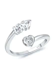 Vighnaharta Rhodium-Plated CZ-Studded & 1987 Year Details Adjustable Finger Ring