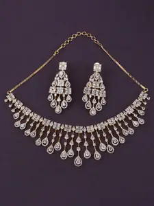 Mirana Gold-Plated Cubic Zirconia-Studded Necklace Set