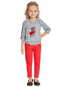 Peppermint Girls Striped Top With Trousers