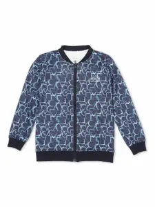 CAVIO Boys Geometric Lightweight Bomber Jacket with T-shirt
