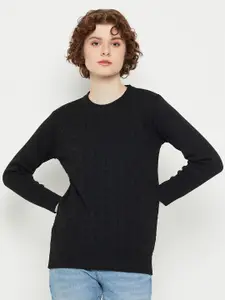 KASMA Self Design Round Neck Woollen Pullover