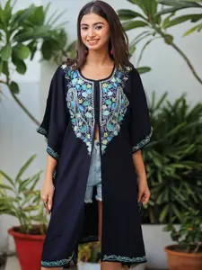 Sangria Embroidered Kaftan Dress