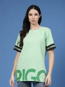Rigo Typography Printed Oversized Cotton T-Shirt