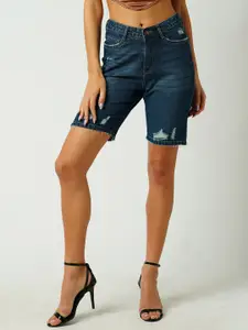 Kraus Jeans Women Slim Fit High-Rise Denim Shorts