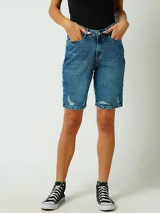 Kraus Jeans Washed Slim Fit High-Rise Denim Shorts