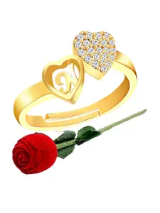MEENAZ Gold-Plated CZ Studded Finger Ring