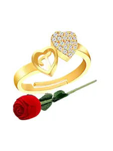 MEENAZ Gold-Plated CZ Studded Finger Ring
