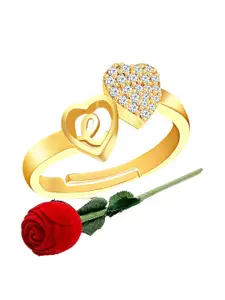 MEENAZ Gold-Plated CZ Studded Finger Ring