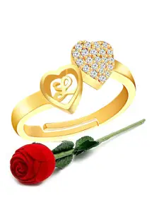 MEENAZ Gold-Plated CZ Studded Finger Ring