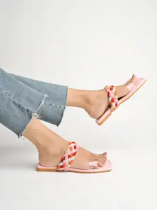 Shoetopia Girls Braided Open Toe Flats