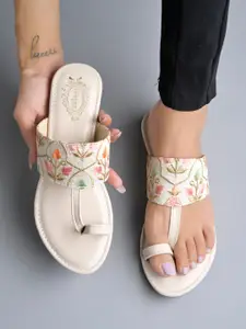 Shoetopia Girls Floral Embellished One Toe Flats