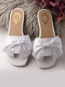 Shoetopia Girls Bow Embellished Open Toe Flats