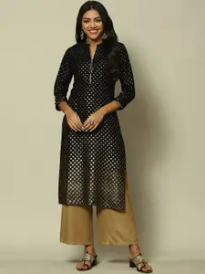 Rangriti Geometric Printed Mandarin Collar Kurta
