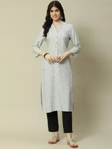 Rangriti Geometric Printed Band Collar Straight Kurta