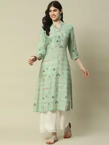 Rangriti Geometric Printed Mandarin Collar Kurta