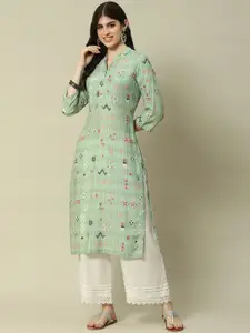 Rangriti Geometric Printed Mandarin Collar Kurta