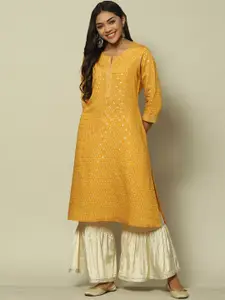 Rangriti Floral Printed Round Neck Kurta