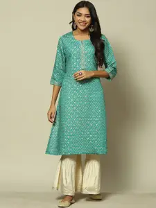 Rangriti Ethnic Motif Printed Straight Kurta