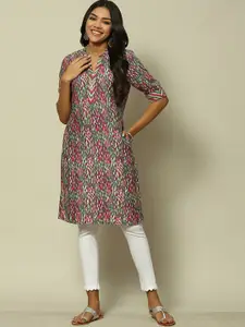 Rangriti Abstract Printed Mandarin Collar Kurta