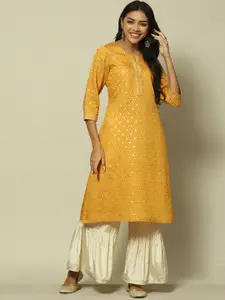 Rangriti Ethnic Motif Printed Straight Kurta