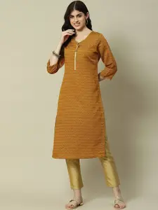 Rangriti Women Woven Design Straight Kurta
