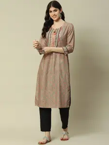 Rangriti Ethnic Motifs Printed Keyhole Neck Kurta