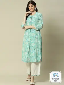 Rangriti Floral Printed Round Neck Kurta