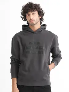 RARE RABBIT Men Ether Applique Hooded Sweatshirt