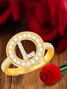 MEENAZ Gold-Plated CZ Studded Finger Ring