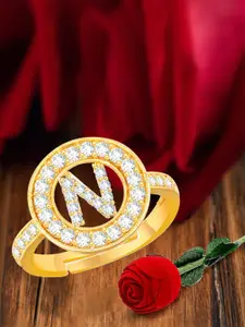 MEENAZ Gold-Plated CZ-Studded Finger Ring