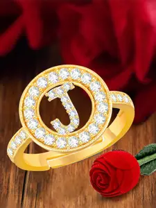 MEENAZ Gold-Plated CZ-Studded Finger Ring