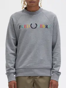 Fred Perry Typography Printed Pure Cotton Pullover