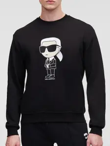 Karl Lagerfeld Graphic Printed Cotton Pullover Sweatshirt