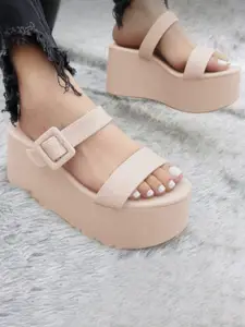 Shoetopia Girls Open Toe Flatform Heels