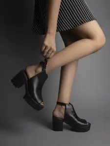 Shoetopia Girls Open Toe Platform Heel Mules