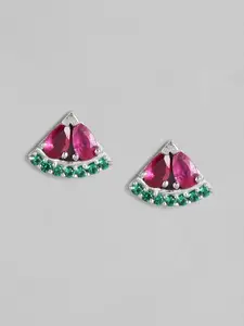 Zavya Triangular Rhodium-Plated 925 Sterling Silver Stud Earrings