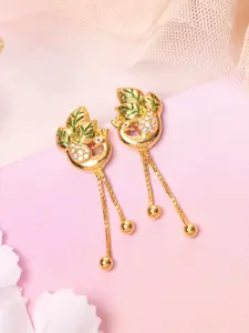 Zavya Peacock Shaped Gold-Plated 925 Sterling Silver Drop Earrings
