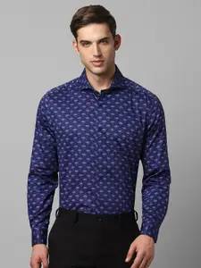 Louis Philippe Floral Printed Spread Collar Cotton Formal Shirt
