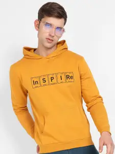 Campus Sutra Typography Printed Hooded Cotton Pullover Sweatshirt