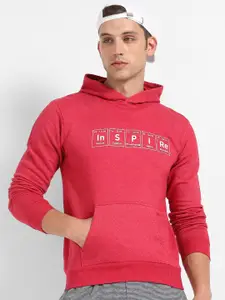 Campus Sutra Typography Printed Hooded Cotton Pullover Sweatshirt